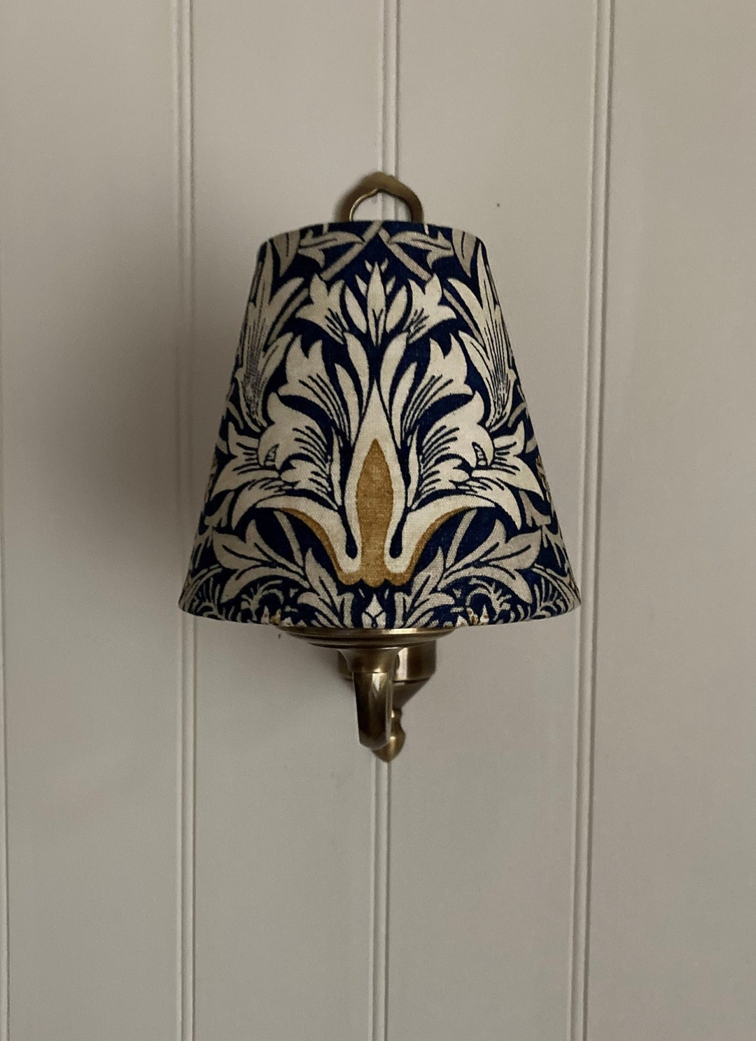 William Morris Snakeshead Indigo and Hemp Candle Clip Lampshade
