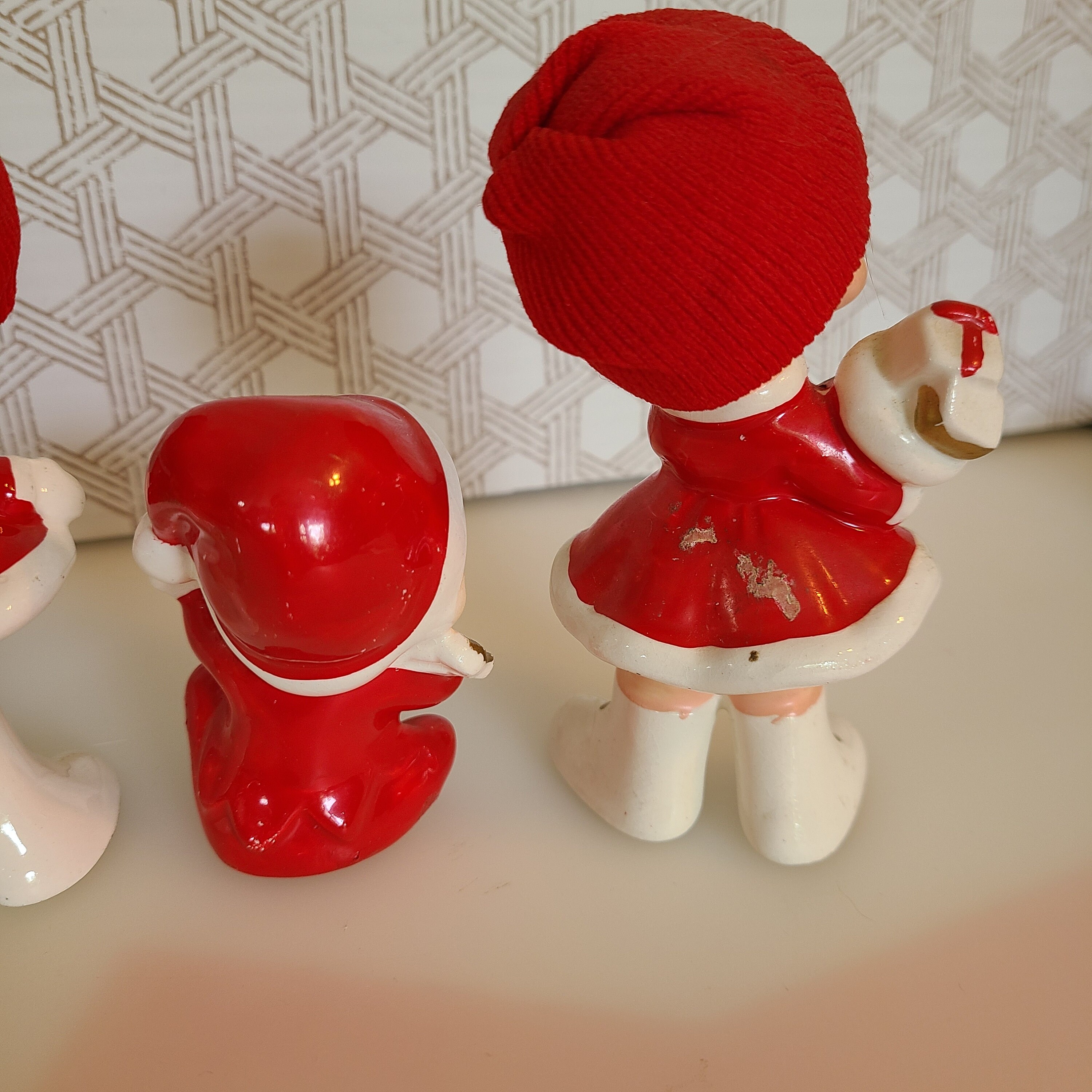 VTG Napcoware Figurines Set of 4 Pixie -tree Stocking Banjo