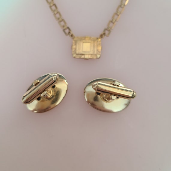Ensemble De Boutons De Manchette Et Barrette De Cravate Vintage Hayward - Motif Pêche, Or