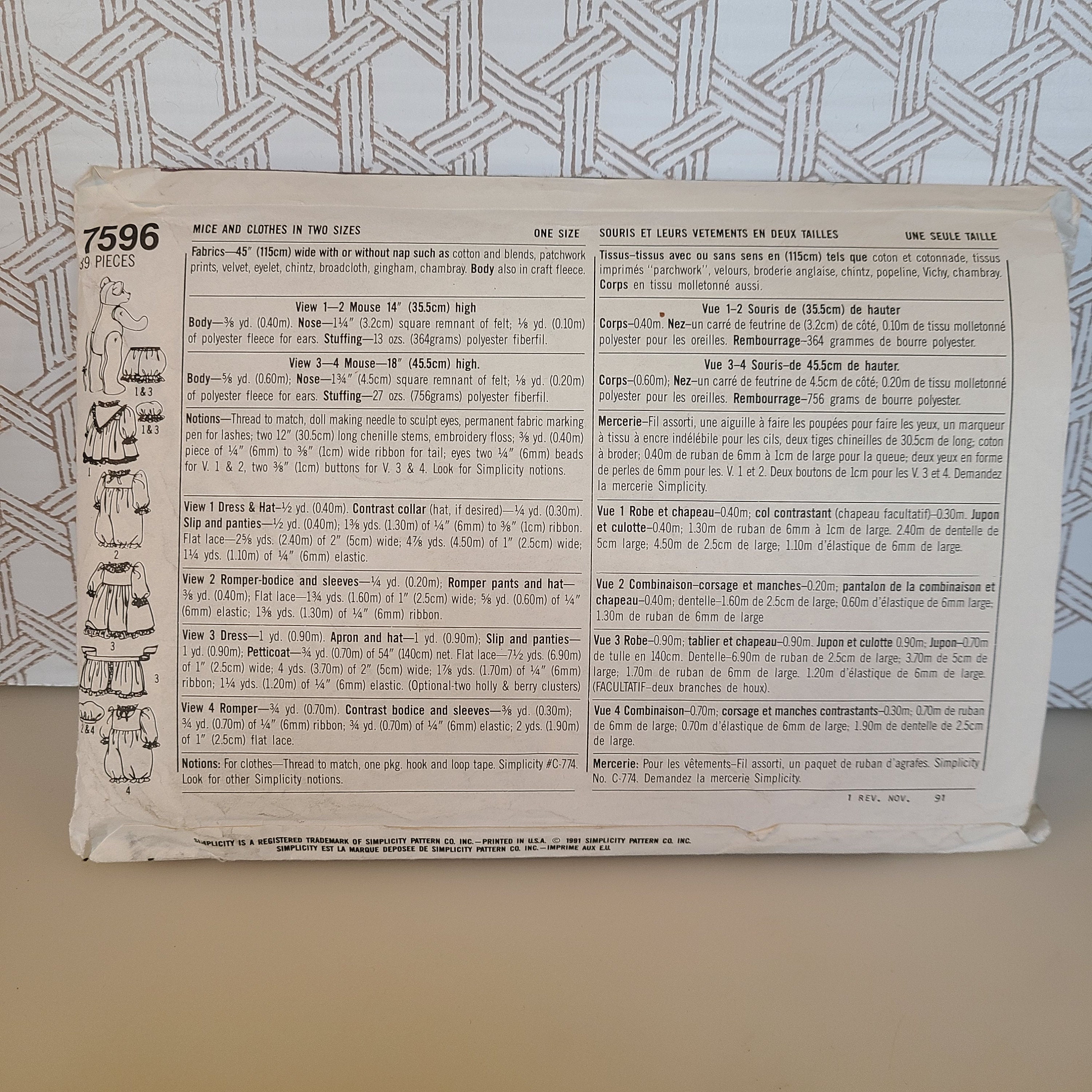 Simplicity Sewing Pattern #7596 Faith Van Zanten Stuffed
