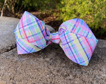 Pastel Striped Boutique Hair Bow Large Handmade Pastel Striped Hair Bow Spring Hair Accessory