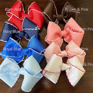 Moonstitch Hair Bow, Little Girl Spring Hair Bow, X-Large Sized - 5 Inch Multiple Colors