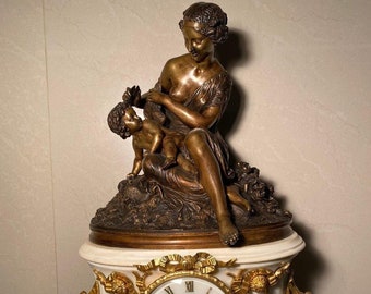 Luxury Antique French Louis XVI - Directoire Marble, gilt bronze, bronze Mantel Clock 18th
