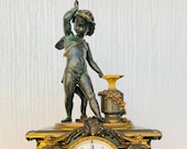 Luxury Antique Louis Philippe-Restauration-Charles X Mantel Clock Style Pendulum Gilt bronze 19th