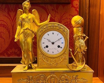 Luxury Antique French Empire - Consulate Mantel Clock 1780 Levard In Bayeux Gilt bronze 18th