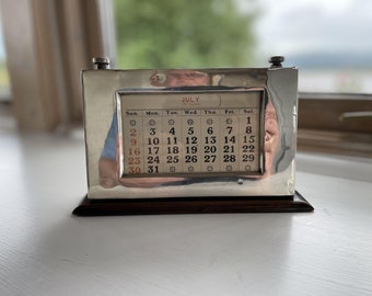 Antique Silver Mounted Perpetual Desk Calendar 1920  W J Myatt & Co