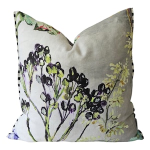 Floral Leinen Designer Gilde Madhuri Kamelie Kissenbezug/Kissenbezug