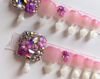 Sassy | Luxury Press On Nails | bling toe nails | press on toe nails | sheer rose pink
