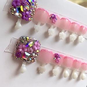Sassy | Luxury Press On Nails | bling toe nails | press on toe nails | sheer rose pink