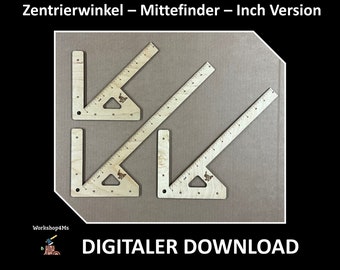 Laser Cutting Lightburn Plan Drawing - Inch Version - Centering Angle Center Finder Centering Knife Helper Workshop - SVG DFX LBRN2 AI