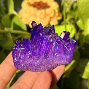 50g+ Natural Purple Titanium Rainbow Aura Quartz Crystal Cluster Vug,Mineral Specimens,Home decoration,Crystal healing,crystal Gifts