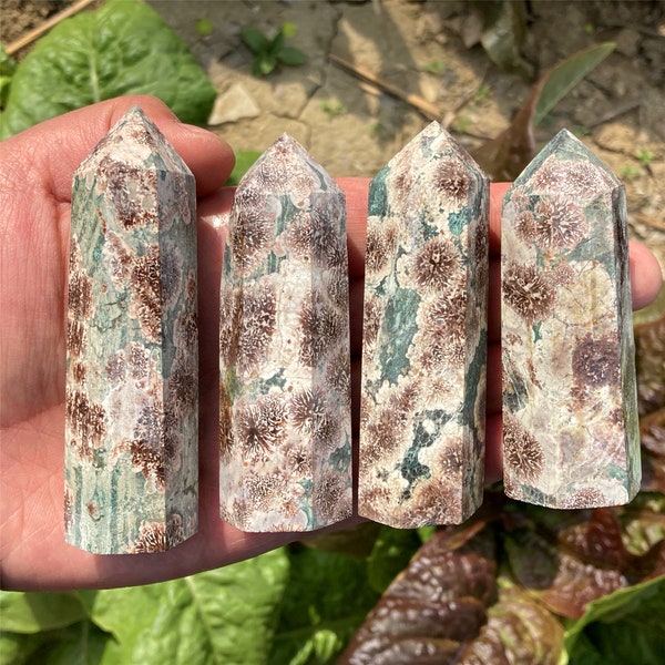 80g+ Natural Rare Sakura Stone Obelisk,Crystal Wand Point,Mineral Specimen,Sakura Stone Crystal Tower,Reiki Healing,Crystal Gifts