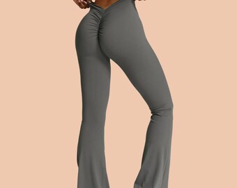 Flare Leggings with Seamless Design, High Waist Scrunch Leggings Sizes S to XL