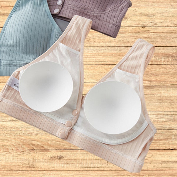 Sujetador de lactancia de algodón puro hecho a mano - Ropa interior de maternidad para lactancia materna para mujeres Embarazo Tallas grandes Bralette Reunir Crop Top Talla única