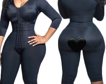 Full Body Support Shapewear with Arm Compression and Built-In Bra | Post-Op Recovery - Padded BBL Shapewear - Padded Panites - Bodysuit