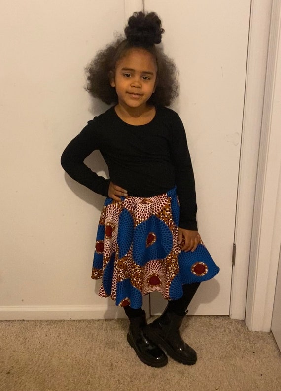 Big Girls Elastic Waistband African Print Circle Skirt Etsy