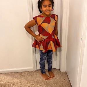 Little girls African print peplum blouse