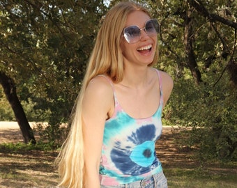 Sarcelle / Rose / Bleu Evil Eye Mati Tie Dye Cami / Débardeur