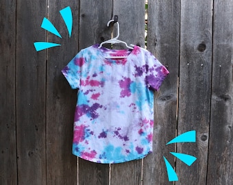 Sparkle Tie Dye T-Shirt Girl’s Splatter / Crumple Style avec Bleu / Violet / Lavande / Violet / Rose