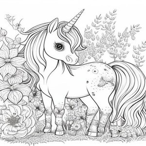 100 Unicorn Coloring Pages - Etsy