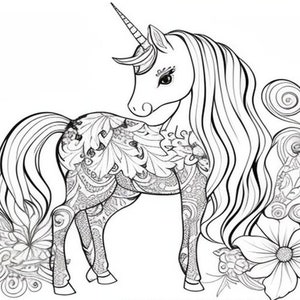 100 Unicorn Coloring Pages - Etsy
