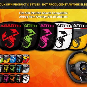 Kompatybilny z Fiat 500 (595 695 Abarth) Horn Airbag Badge Overlay Gel 3D Resin