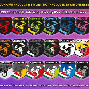 Compatible with Fiat 500 (595 695 Abarth) Side Badge Sticker Overlays (Pair)