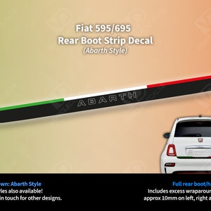 Fiat 500 Compatible Abarth Style 595/695 Rear Hatch Boot Strip Decal Vinyl Sticker