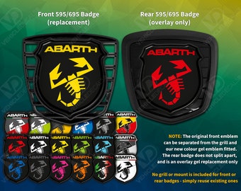 Fiat 500 Abarth (595 695) Front and Rear Coloured Gel Resin Badges