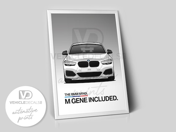 Buy BMW M140i F2x m Gene Included Alpine White Poster Drawing Automotive  Print Retro Classic Dealer Print Online in India 