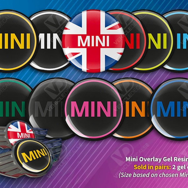 Mini Overlay Coloured Gel Front and Rear Badges (R50, R52, R53, R56, R57, R58, R59, F55, F56, F57)