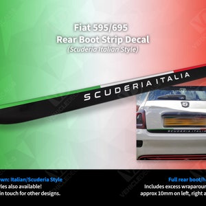 Fiat 500 Compatible Abarth 595/695 Boot Strip Scuderia Italia Decal Vinyl Sticker
