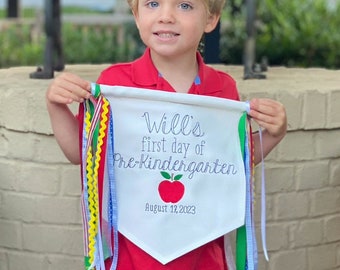 Back to School Banner, First Day of School Banner, Embroidered Custom Banner, Back to School Sign, Canvas Banner for Back to School