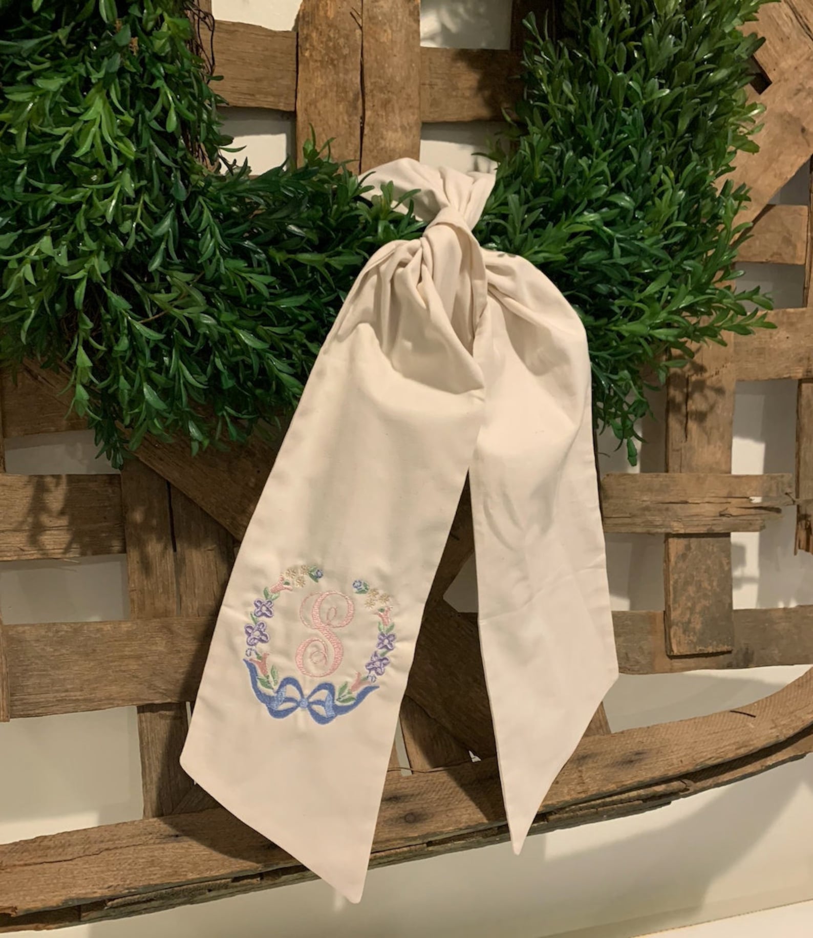 Monogrammed Wreath Sash Wreath Sash Boxwood Wreath Sash Etsy