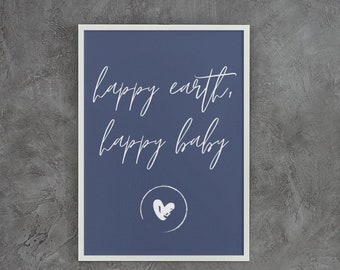 Gelukkige aarde, gelukkige baby | Decor van de kinderkamer, Boho, bevestiging kunst aan de muur, digitale print, Kid decor, quote kunst