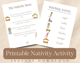 Afdrukbaar kerstverhaal + bijpassend werkblad | Christelijke kerstactiviteit voor kinderen, zondagsschool pdf