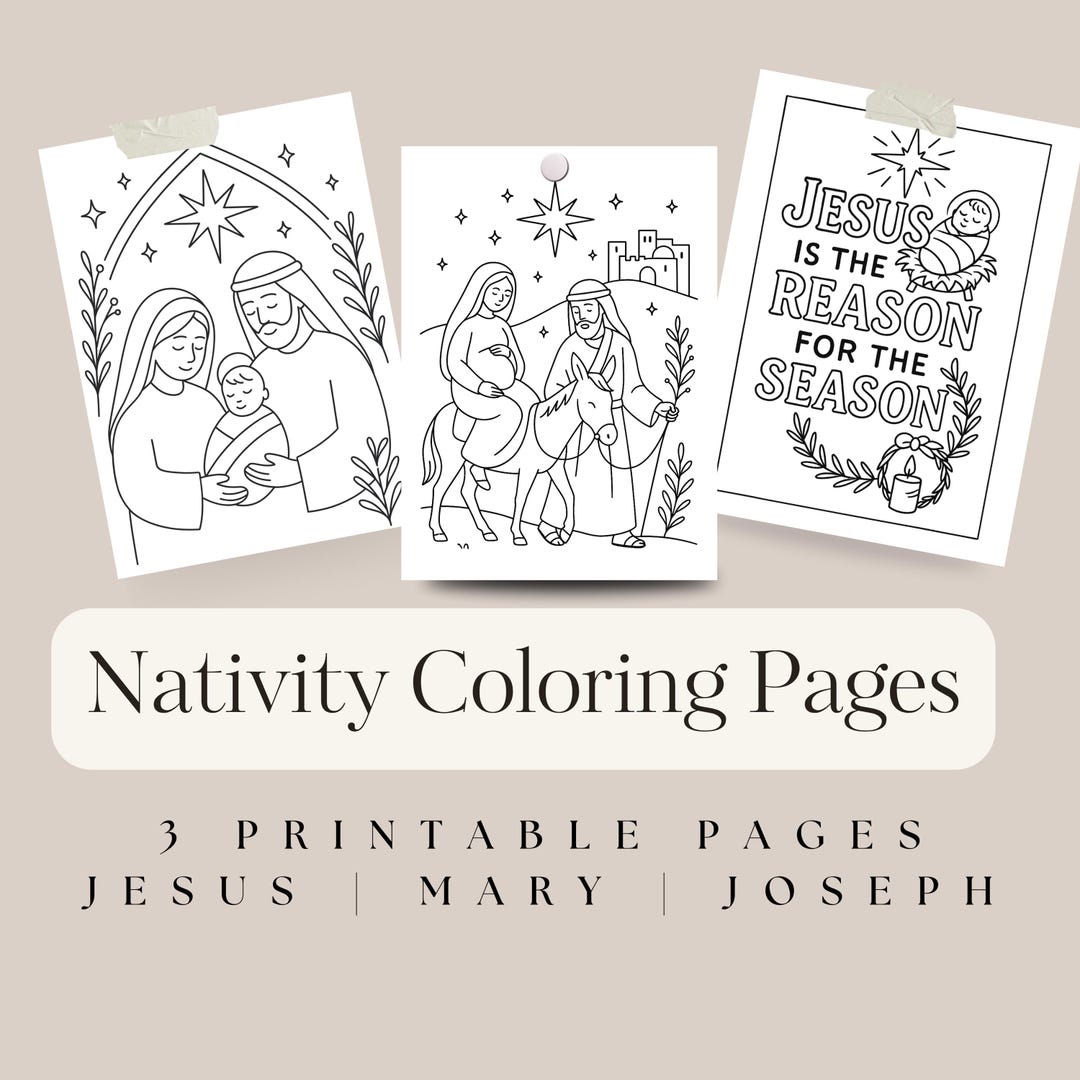 Nativity Coloring Pages | Christian Christmas Printable (PDF) | Holy ...