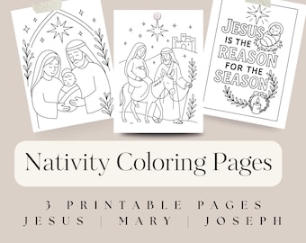 Kleurplaten Kerststal | Christelijke kerst afdrukbaar (pdf) | Heilige familie, reis naar Bethlehem, Jezus kleurplaten