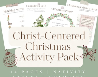 Kerstactiviteitenpakket waarin Christus centraal staat | Werkbladen kerststal, kleurplaten, aftellen tot advent, afdrukbare pdf voor christelijke kinderen