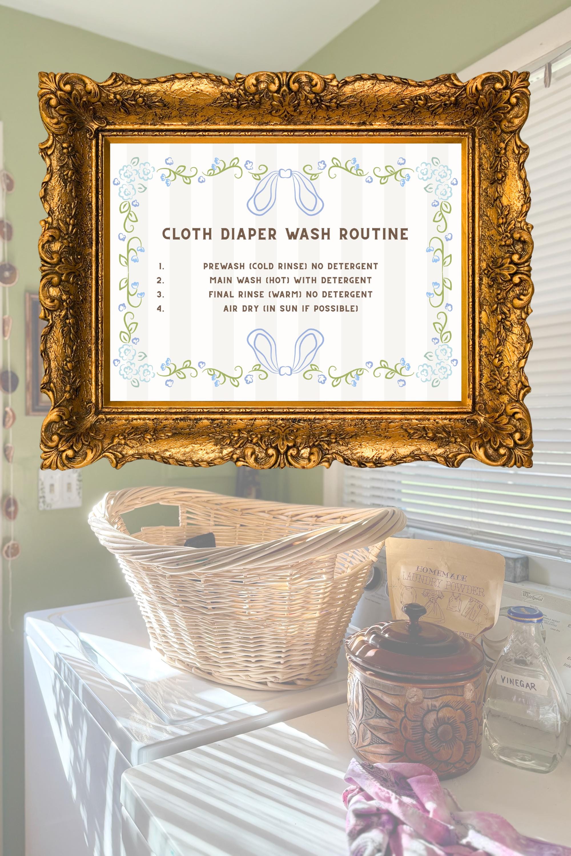 Cloth Nappy Washing Routine Cloth Diaper Wash Routine Printable | Simple Cloth Diaper Laundry Guide ...