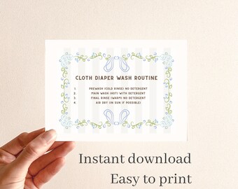 Routine voor het wassen van luiers, afdrukbaar | Eenvoudige wasgids voor wasbare luiers | Minimale wasruimte afdrukbaar | Wasbare luiertips
