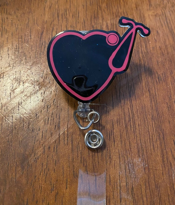 Nurse Heart Monogram Badge Reel/ Pin