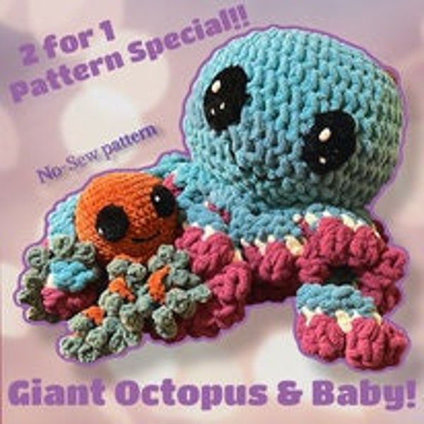 Giant and Baby Octopus Crochet *Pattern* 2 for 1!