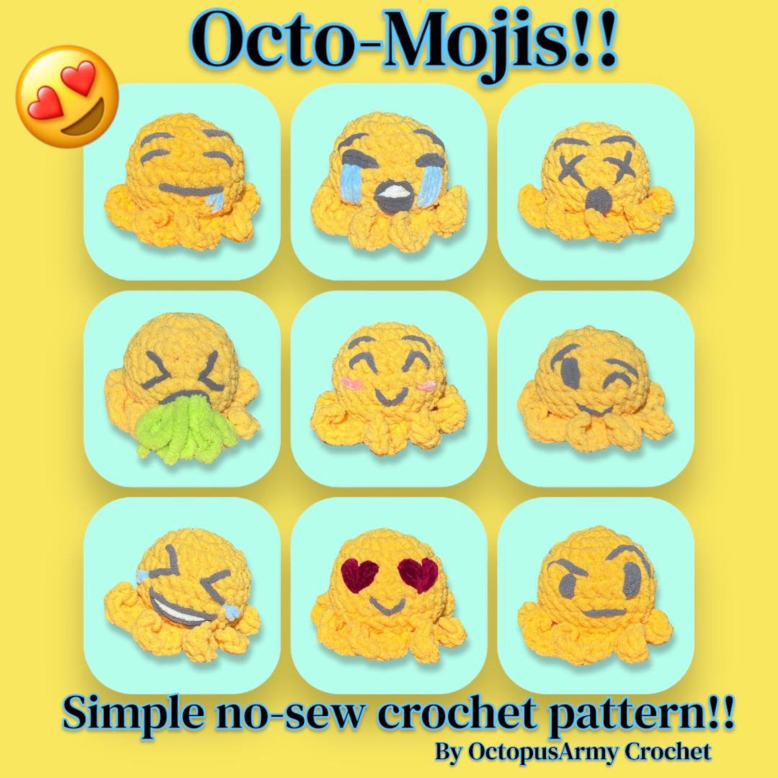 Octo Patterns Octo Emojis **crochet Pattern** - Etsy