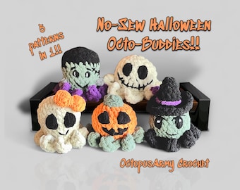 ¡Pulpos amigos de Halloween sin costura!