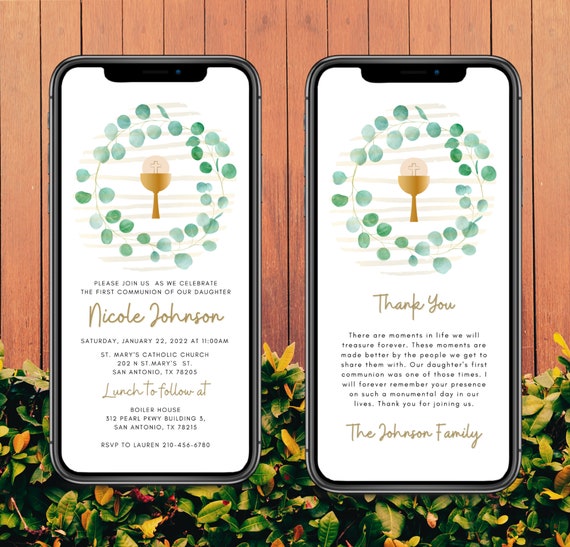 Digital First Communion Invitation Digital Communion - Etsy