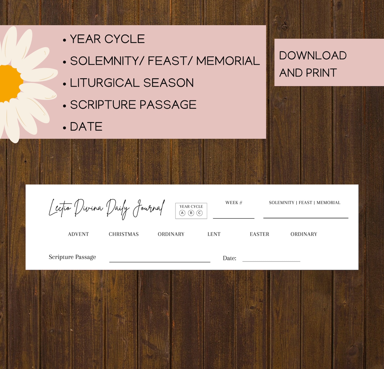 Lectio Divina Daily Journal Printable Download Catholic Prayer Etsy