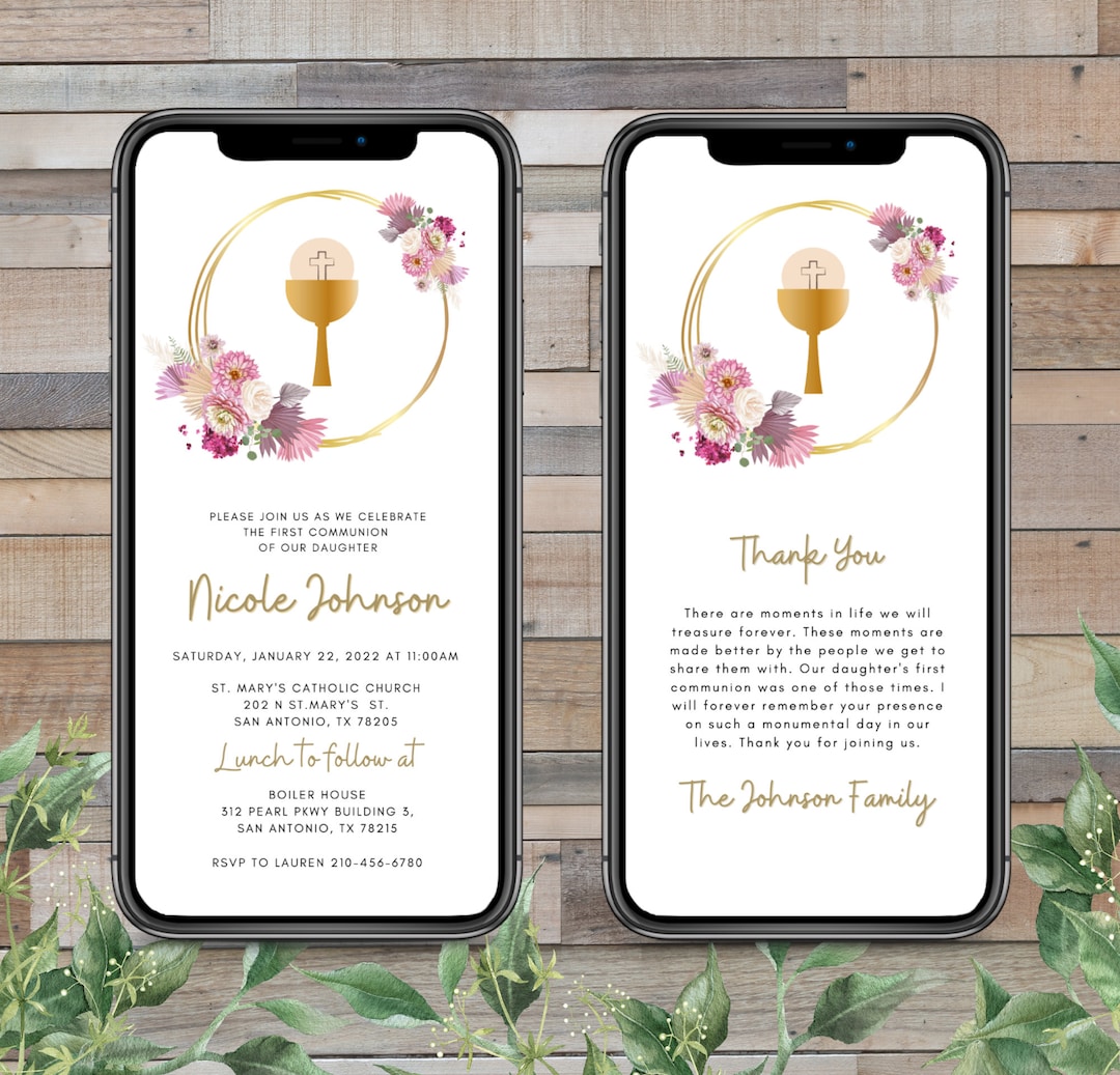 Digital First Communion Invitation Digital Communion Invitation ...