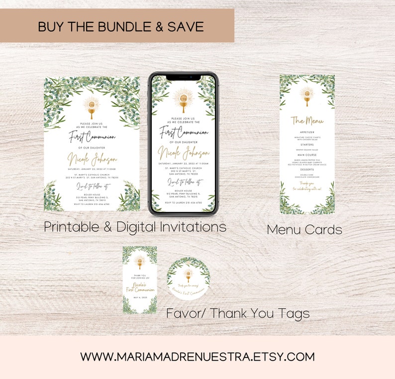Digital First Communion Invitation Digital Communion - Etsy