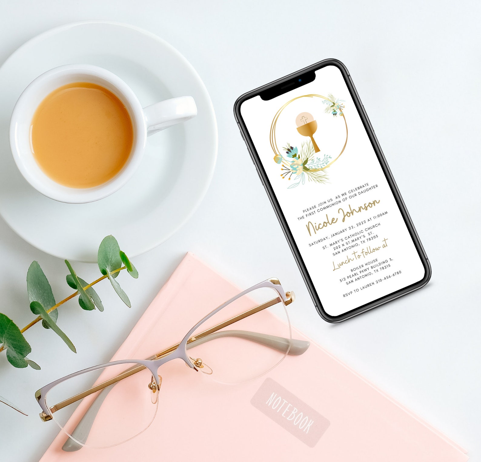 Digital First Communion Invitation Digital Communion - Etsy